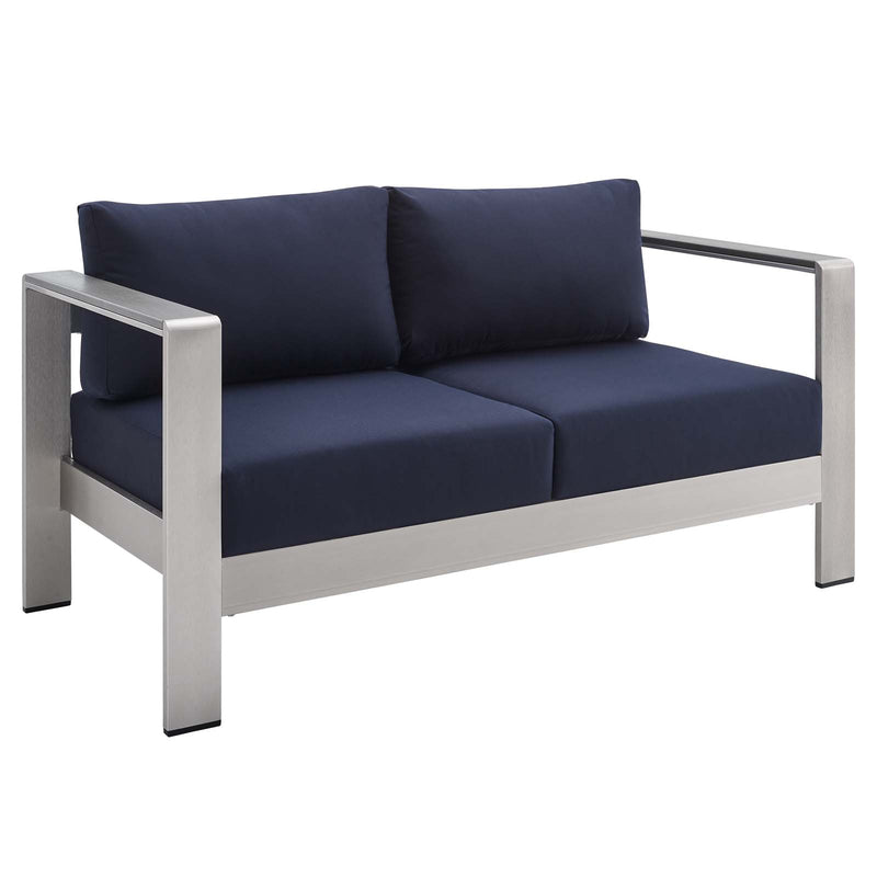 Shore Sunbrella� Fabric Aluminum Outdoor Patio Loveseat