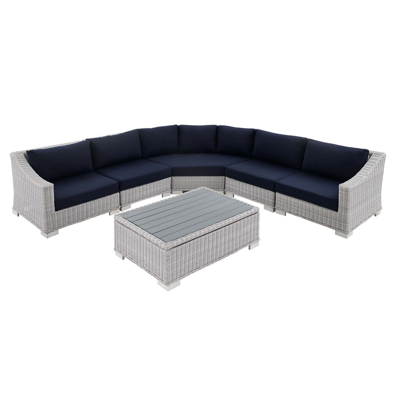 Conway Sunbrella� Outdoor Patio Wicker Rattan 6-Piece Sectional Sofa Set
