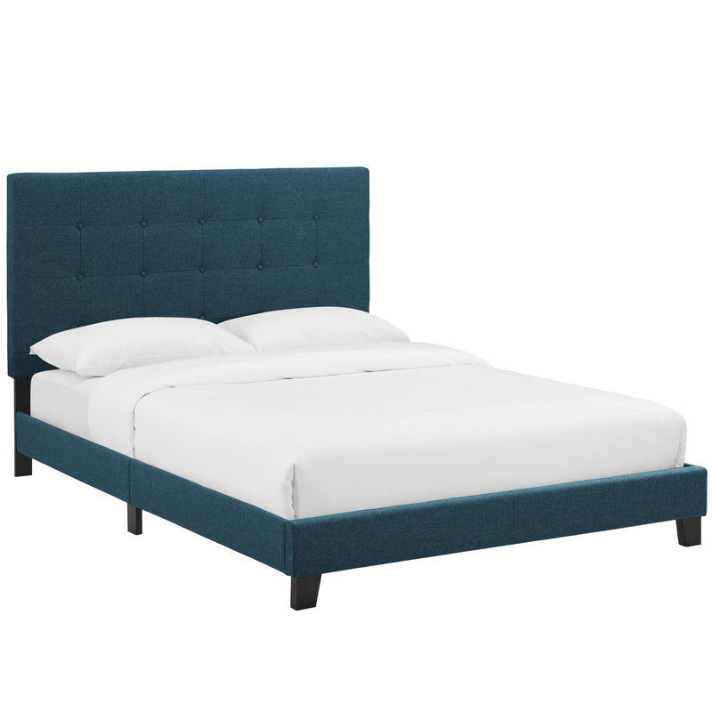 Melanie Queen Tufted Button Upholstered Fabric Platform Bed image