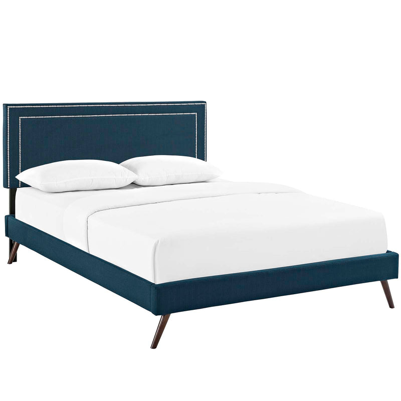 Virginia Queen Fabric Platform Bed with Round Splayed Legs image