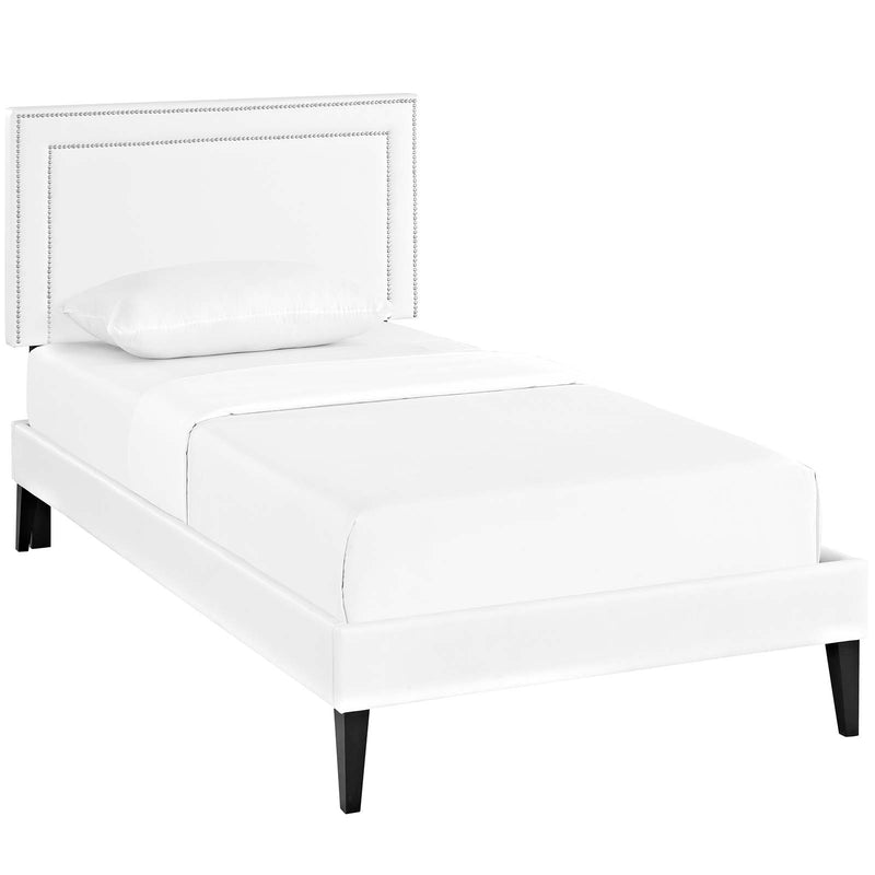 Virginia Twin Vinyl Platform Bed with Squared Tapered Legs image
