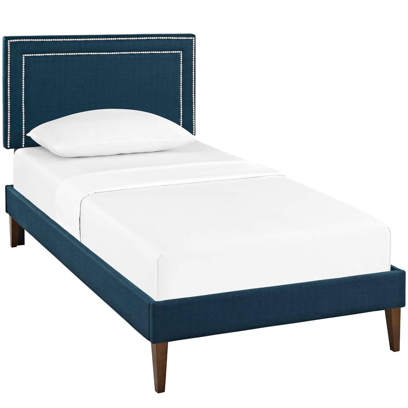 Virginia Twin Fabric Platform Bed with Squared Tapered Legs image