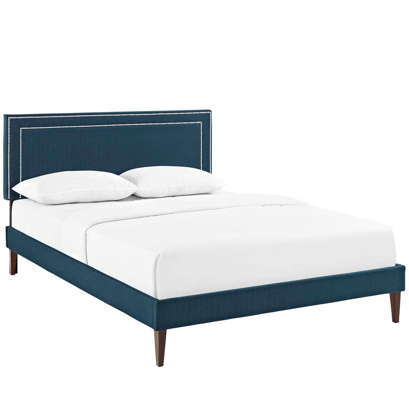 Virginia Queen Fabric Platform Bed with Squared Tapered Legs image