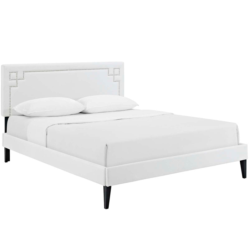 Ruthie Queen Vinyl Platform Bed with Squared Tapered Legs image