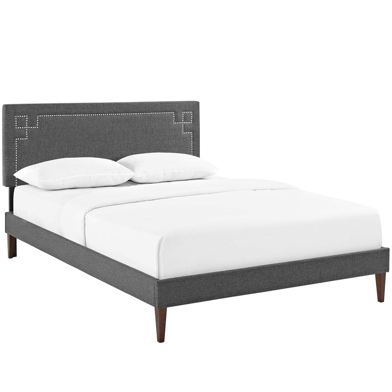 Ruthie Queen Fabric Platform Bed with Squared Tapered Legs image