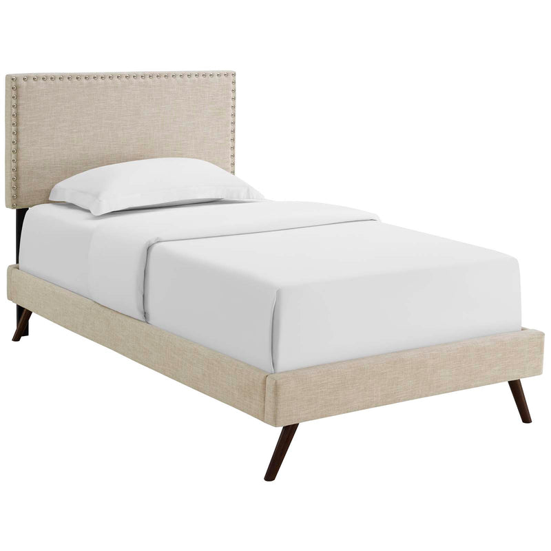 Macie Twin Fabric Platform Bed with Round Splayed Legs