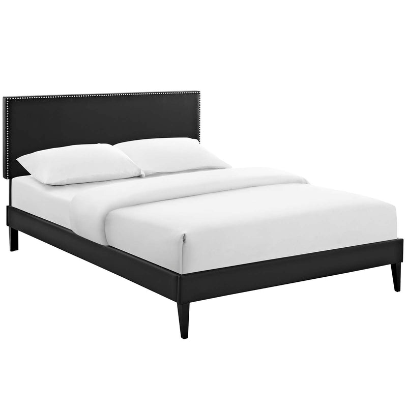 Macie Full Vinyl Platform Bed with Squared Tapered Legs image