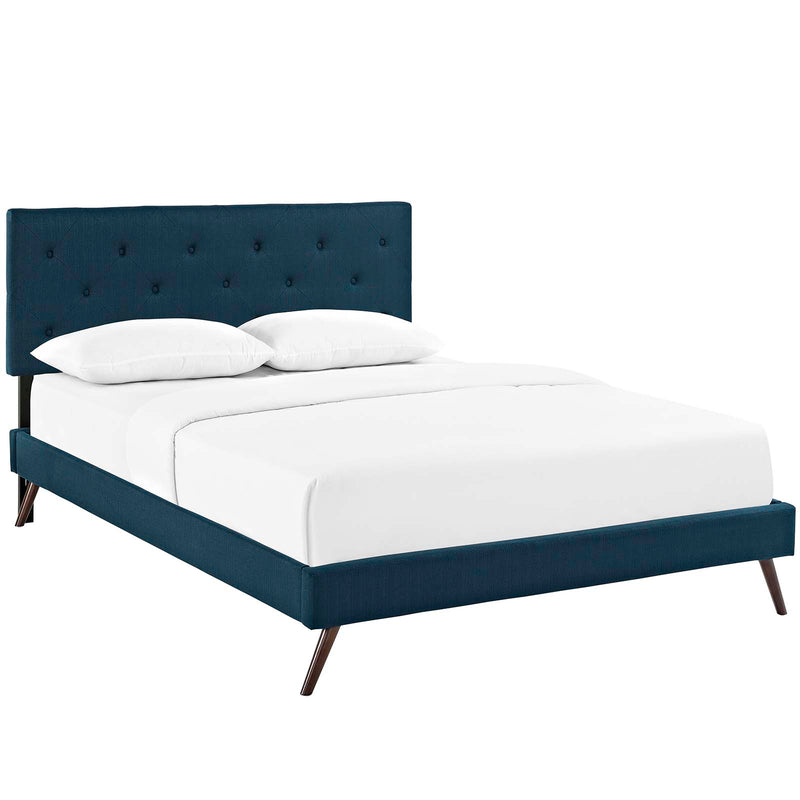 Tarah Queen Fabric Platform Bed with Round Splayed Legs image