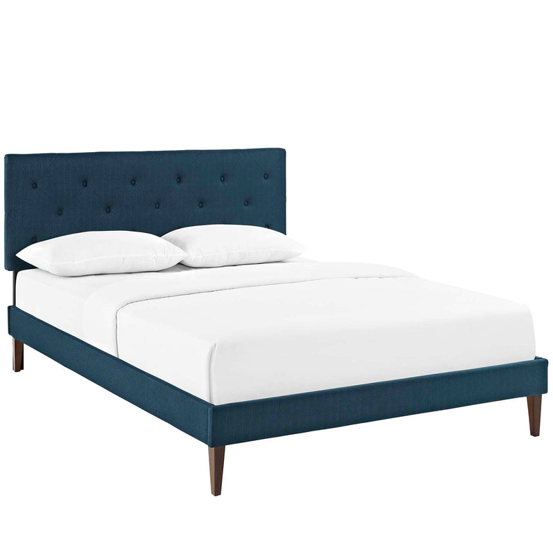 Tarah Queen Fabric Platform Bed with Squared Tapered Legs image