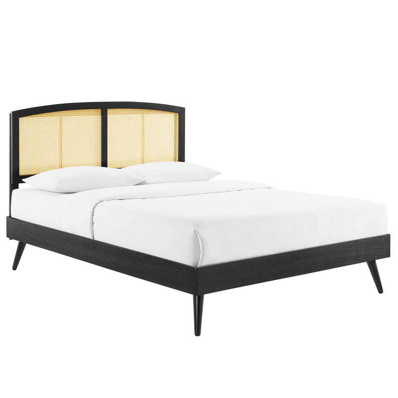 Sierra Cane and Wood Queen Platform Bed With Splayed Legs image