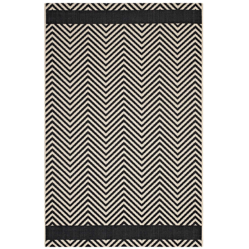 Optica Chevron With End Borders 5x8 Indoor and Outdoor Area Rug image