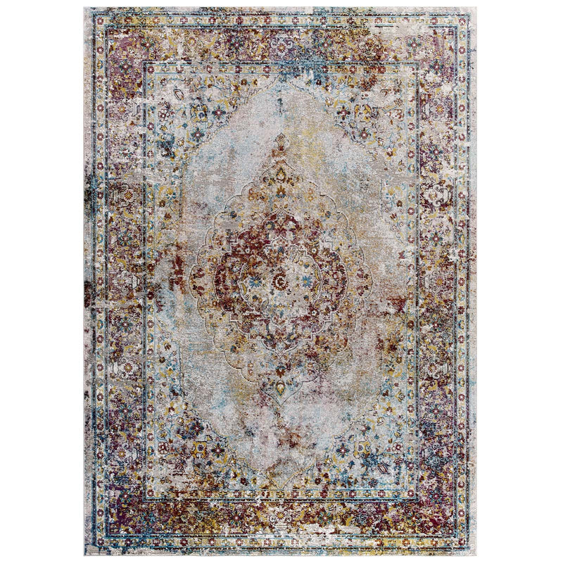 Success Merritt Transitional Distressed Floral Persian Medallion 8x10 Area Rug image