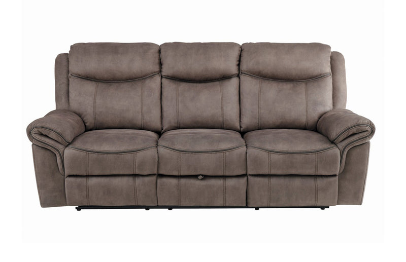 Homelegance Furniture Aram Double Glider Reclining Sofa in Dark Brown 8206NF-3