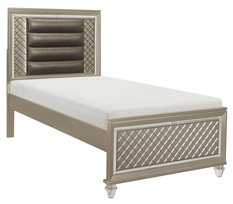 Homelegance Furniture Youth Loudon Twin Platform Bed in Champagne Metallic B1515T-1*