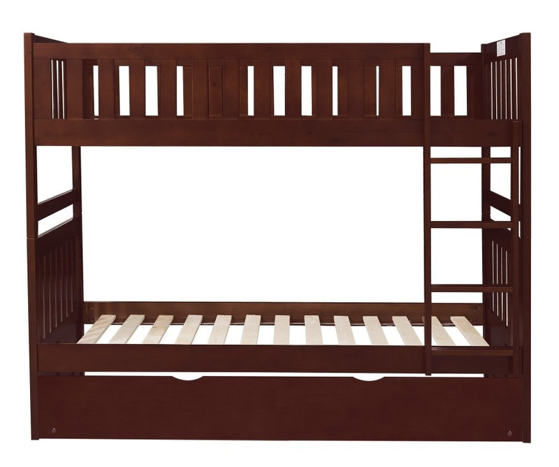 Homelegance Rowe Twin/Twin Bunk Bed w/ Twin Trundle Bed in Dark Cherry B2013DC-1*R