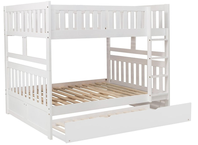 Homelegance Galen Full/Full Bunk Bed w/ Twin Trundle in White B2053FFW-1*R