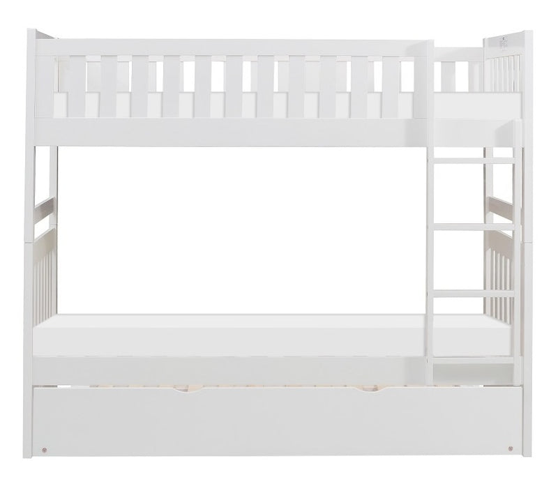 Homelegance Galen Twin/Twin Bunk Bed w/ Twin Trundle in White B2053W-1*R