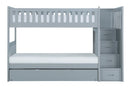 Homelegance Orion Bunk Bed w/ Reversible Step Storage and Twin Trundle in Gray B2063SB-1*R