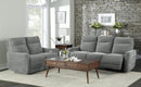 Homelegance Furniture Edition Power Double Lay Flat Reclining Sofa in Dove Grey 9804DV-3PWH