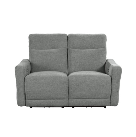 Homelegance Furniture Edition Power Double Lay Flat Reclining Loveseat in Dove Grey 9804DV-2PWH