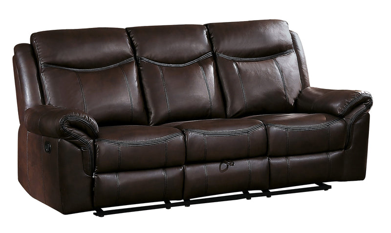 Homelegance Furniture Aram Double Glider Reclining Sofa in Brown 8206BRW-3