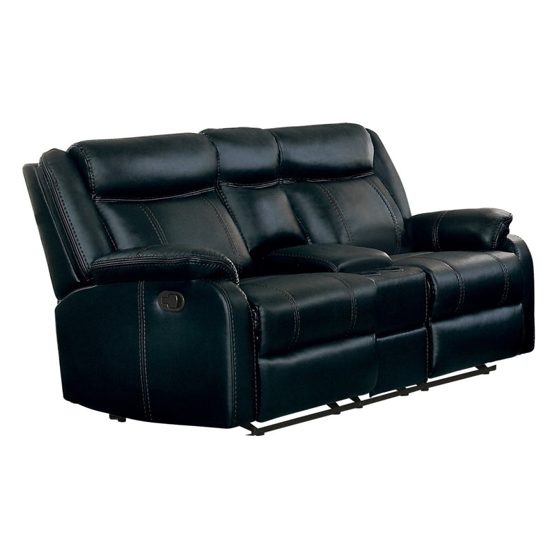 Homelegance Furniture Jude Double Glider Recliner Loveseat in Black 8201BLK-2
