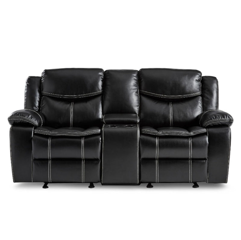 Homelegance Furniture Bastrop Double Glider Reclining Loveseat in Black 8230BLK-2