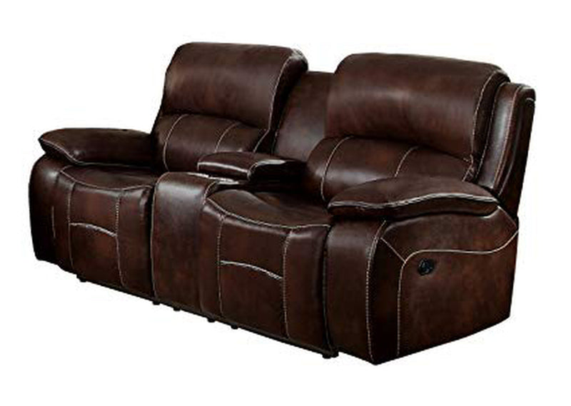 Homelegance Furniture Mahala Double Reclining Loveseat in Brown 8200BRW-2
