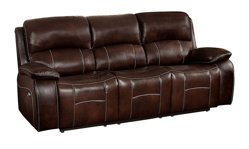 Homelegance Furniture Mahala Double Reclining Sofa in Brown 8200BRW-3PW