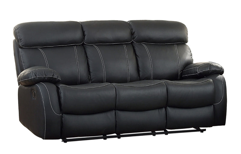 Homelegance Furniture Pendu Double Reclining Sofa in Black 8326BLK-3